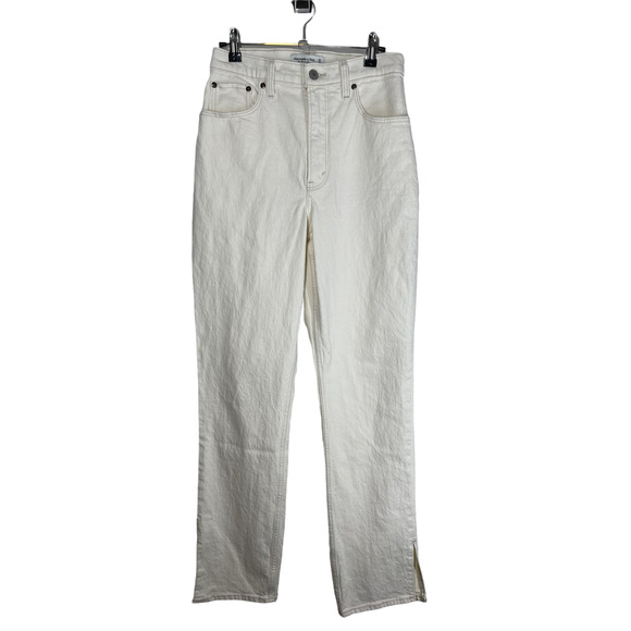 Abercrombie Curve Love 90s Straight Leg Ultra High Rise Cream 27 - Picture 9 of 14